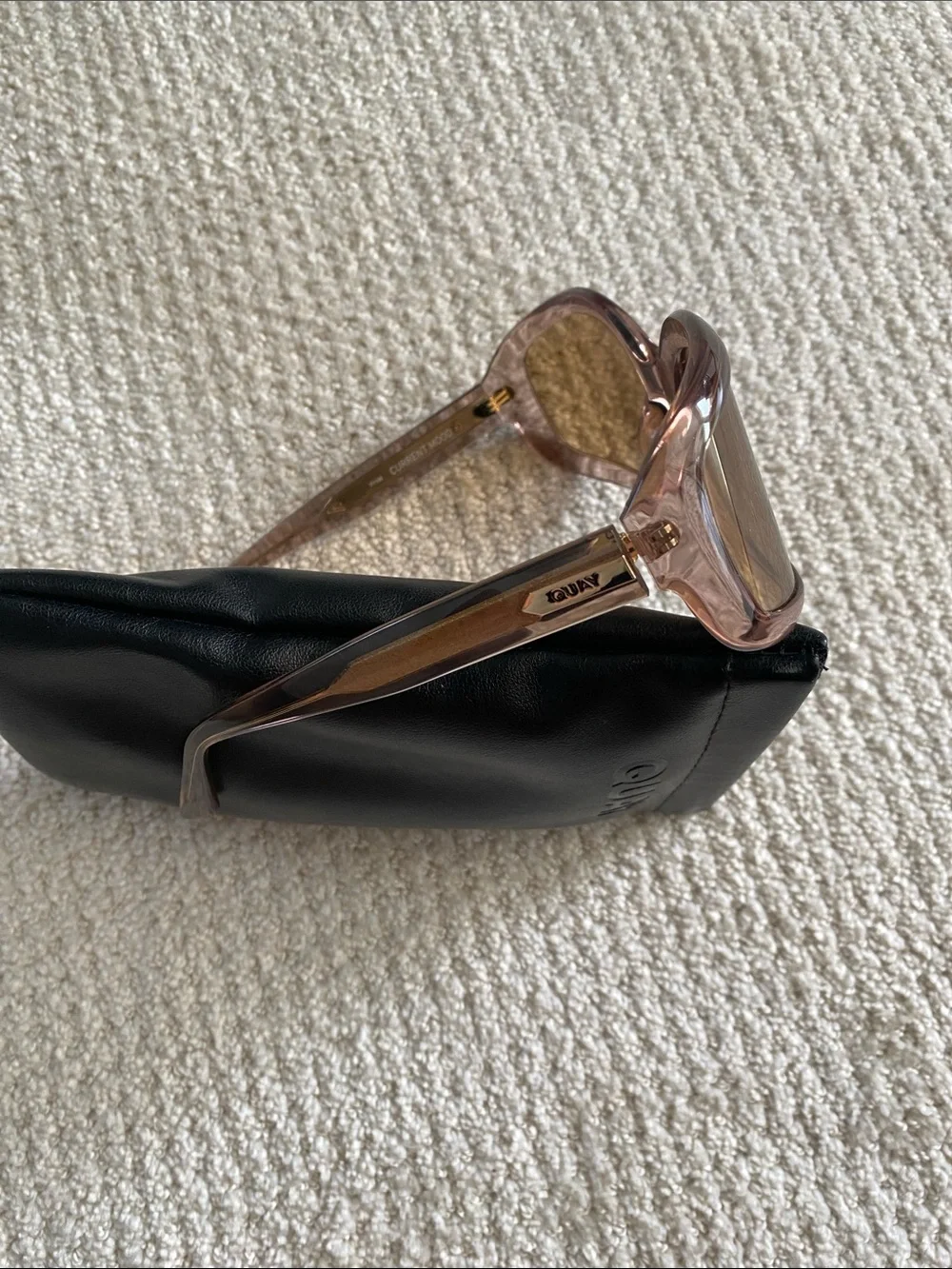 Quay Australia Light Nuetral Pinkish Brown Translucent Frame Sunglasses